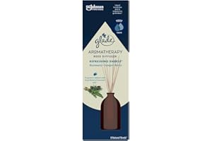 Glade Aromatherapy Varillas Fragancia Refreshing Energy, Romero y Enebro, Líquido con Aceites Esenciales, 8 Varillas de Ratán, 45 Días de Duración, 70 ml