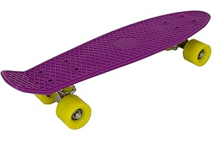 Charles Bentley 22 Inch Beginner Skateboard For Kids, Teenagers, and Adults, Retro, Plastic, For Street, Park, Penny Board Cruiser, Multiple Colours, High Performance, 1.9kg (57.5x14.5x10cm)