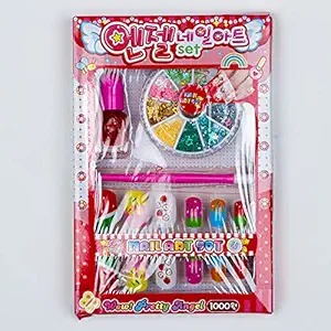 PIKABOO Nail Art Kit for Kids Includes Design Glitter Beads Stamping Glue Makeup Cosmetic Set, Box Size- 16/10.5 (Multi)