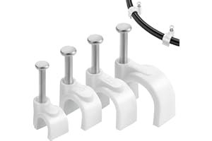 Roxanex 400PCS 4 Sizes Cable Clips White Cable Nail Clips, Strong Electrical Cable Wall Clips Wire Tidy Clips 4mm 6mm 8mm 10mm for Ethernet Cable Telephone Line TV USB Cable