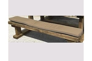 Sustainable Furniture UK Ltd - Premium Luxury Outdoor Taupe Picnic Bench Cushion | Length 180cm x Width 28cm | Tie back | Zip cover – machine washable | Showerproof | 230g polyester