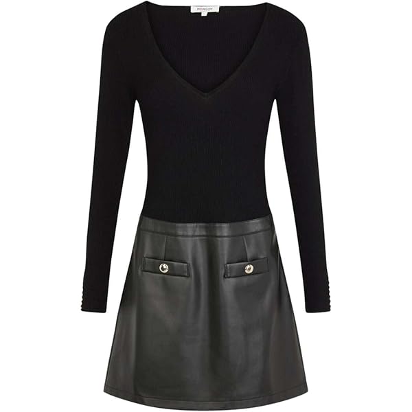 MORGAN 2-in-1 jurk, rok van kunstleer, Zwart, 34 MORGAN 2-in-1 jurk, rok van kunstleer, Zwart, 34