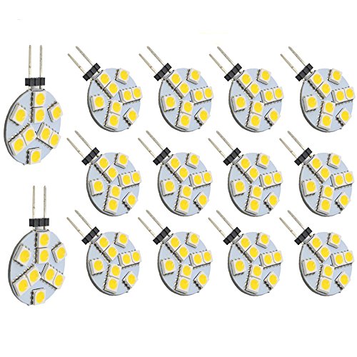 ei-home 14-Pack G4 luz blanca cálida 3000 K 5050 9-LED halógena Xenon bombilla de repuesto, 2,5 W, 20 - 25 W equivalente, bombillas LED para coche, Puck Luces, iluminación RV (no regulable)