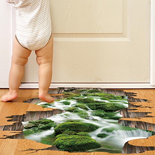 Saingace Wandaufkleber Wandtattoo Wandsticker,3D Stream Boden Wand Sticker abnehmbare Wandabziehbilder Vinyl Kunst Wohnzimmer Dekor - 4