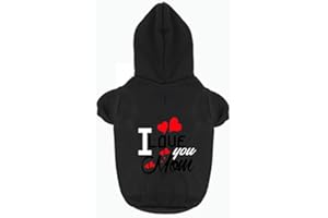 JIEYA Sweat à capuche imprimé « I Love My Mom » pour petit chien (taille M, noir)