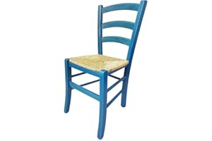 ZStyle, Stuhl Venedig, farbiges Holz, Stroh, für Restaurant, Agrotourismus, Küche, Haus -Grün, Blau, Gelb, Rot (Blau)