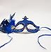 Produktbild Venezianische Maske Masquerade Ball B – Glitzer Sterne + Federn – 6 Farben + 4 Styles – Partys Events Zubehör 34cm x 11.5cm from the Widest and Highest Points blau