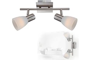 bmf-versand Aplique de pared en el interior con interruptor - foco de pared 2 llamas - aplique de LED con bombillas incluidas - foco de techo pantallas de vidrio - foco de techo 30 cm puntos móviles