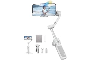 Feiyutech VB4 Kit Stabilisateur Smartphone avec Suivi 3 Axes,Traceur Magnétique AI 2-en-1&Lumière de Remplissage ACC.,Tige d'extension de 216mm,Charge utile de 260g,Stabilisateur pour iPhone/Android