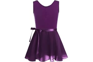 CHICTRY Bambina Vestito Balletto Body da Danza Classica Cotone/Gonna a Portafoglio Chiffon Tutu da Danza Manica Lunga Abito da Ballo Latino Pattinaggio Ballerina Dancewear