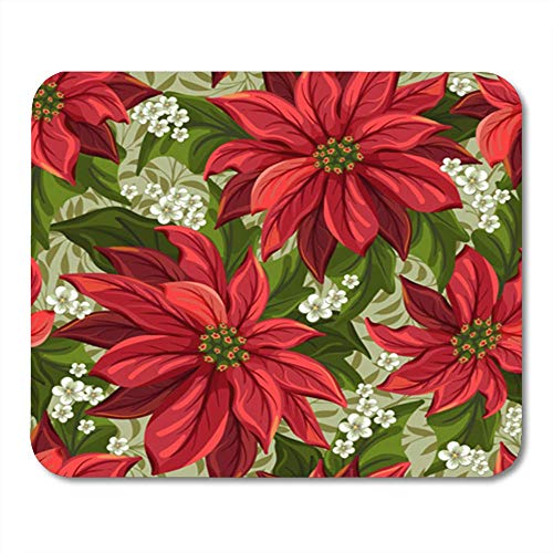 Preisvergleich Produktbild Gaming Mauspads, Mouse Pad Red Christmas Wonderful with Poinsettia Flower Pointsettia Victorian Pointsetta 11.8"x 9.8" Decor Office Computer Accessories Nonslip Rubber Backing Mousepad Mouse Mat
