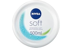 NIVEA Soft Moisturising Cream (500ml), 48H Face Moisturiser for Face, Body and Hands with Vitamin E and Jojoba Oil, Hand Lotion Moisturises Deeply, Vegan Formula Day Cream