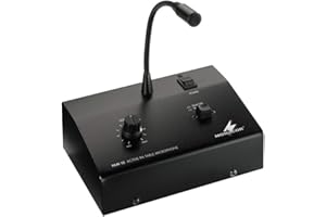 Monacor 17.0150 10 WRMS 4-16Ohm PA Amplifier with Zone Paging Microphone - Black