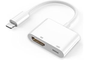 LA BRODÉE HDMI Adapter for iPhone and iPad to TV, HDMI Cable Adapter Sync Audio Digital AV & Screen Video Converter with Lightning Charging Port Compatible with iPhone, iPad, iPod on HDTV/Monitor/Projector