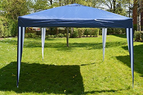 Pavillon blau/weiß aus Aluminium, 300x300x260cm, Faltpavillon einsetzbar als Gartenpavillon, Party- und Festzelt, Camping- und Festival-Zelt, Gartenmöbel