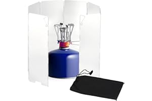 ACTIUSIS Réchaud à gaz pliable en aluminium avec sac de rangement, protection contre le vent, pour camping, 8 plaques