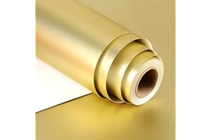 KISPATTI Carta da Regalo Oro, 43 cm x 10 m Carta Regalo Oro Metallizzata per Natale Compleanno Anniversario Matrimonio