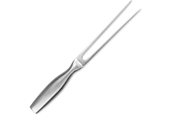 GuDoQi Fourchette à Viande, Acier Inoxydable, Fourchette à Découper Professional, Poignée Antidérapante, Argent, 27 cm