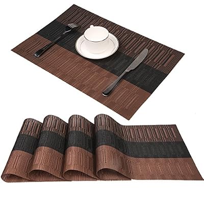 Famibay Sets de table Famibay Lavables Sets de Table Bambou Lot de 4 Rectangulaires Plastique PVC Sets de Table Vintage