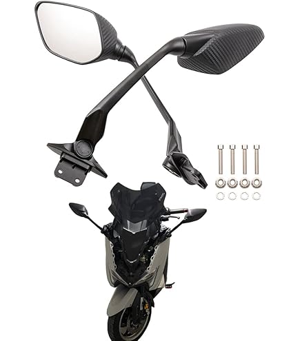 Specchietti Retrovisori Compatibili Yamaha T-MAX 530 2012-2019 - Coppia In Alluminio Nero Con Kit Montaggio