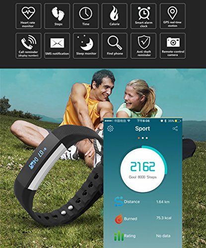 Schrittzähler Armband Uhr, USB-Stecker Bluetooth Sports Wearables Tracker mit Smart Notifications,Schritt Schlafanalyse Rate Monitor Smart Wristband mit OLED-Display,Kalorien verbrannt,Sedentary Reminder,Push-Erinnerungen für Anruf und Nachrichten etc,Rote - 3