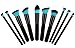 INMOZATA 10PCS Professional Premium Kabuki Makeup Brush Set Foundation Blending Blush Eyeshadow Face Powder Brush Makeup Brush Kit Black Blue