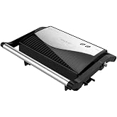 Cecotec Rock'nGrill 750 Full Open Electric Grill, 750 W, Sandwich Griddle, RockStone Coating, 180&deg; Opening, 23 x 14.5 Surface