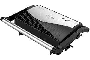 Cecotec Parrilla Eléctrica Rock'nGrill 750 Full Open. 750 W, Plancha Sandwichera, Revestimiento de Piedra RockStone, Apertura de 180º, Superficie 23x14,5, Pinza de cierre y Hueco recogecables