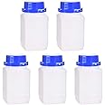 sourcing map Plastic Lab Chemical Reagent Bottle, 500ml/ 16.9 oz Wide Mouth Sample Sealing Liquid/Solid Storage Bottles, Blue 5pcs