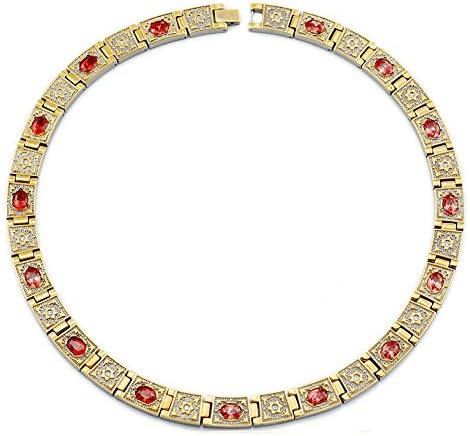 wollet 21'' 12MM Gold Plated Crystal Germanium Magnetic Health Titanium Necklace Men Women