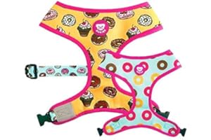DUKIER - Arnés Reversible para Perro, Chaleco Antitirones, Transpirable y Reflectante para Mascotas, de Neopreno y Malla, Ajustable, Diseño de Cupcakes, Talla S