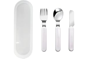 VANRA Set di posate per bambini in acciaio inox 18/10 Set di posate per bambini Set di utensili per bambini con custodia per scatola da pranzo