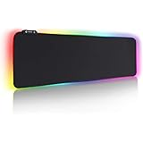 Large RGB Gaming Mouse Mat Pad- Reawul 14 Modes Oversized Glowing Led Extended Mousepad, Anti-Slip Rubber Base and Waterproof