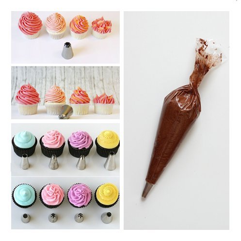 Gearmax® 52-Piece 52tlg Stainless Steel Edelstahl Nozzles und Icing Piping Bag Nozzles Set Kuchen Cake Decorating Blumennagel mit Aufbewahrungsbox Box Blumennägel Kupplung PROFI Set - 4