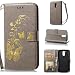 Produktbild Moto G4 Hülle, Moto G4 Plus Hülle, Anlike Schutzhülle für Motorola Moto G4 /G4 Plus (5,5 Zoll) Wallet Tasche [Butterfly geprägte Serie Bronzing] Handyhülle - Grau