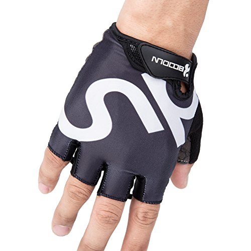 Asvert Fahrradhandschuhe mit Dämpfende 8mm Schaumstoffpolster Breath halbe Finger-Fahrrad-Reitfahrrad-Handschuhe ( schwarz ) - 3