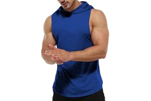 GYMSKOP Men's Workout Sleeveless Hoodies Athletic Training Cotton Gym Hooded Tank Tops Sports Bodybuilding Fitness Muscle T Shirts
