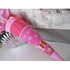 #21 Schmetterling Pink Rosa Schultüte Stoff + Papprohling + als Kissen verwendbar
