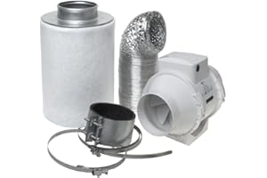 GROWPRO Kit di ventilazione con filtro ai carboni attivi, con ventilatore a tubo, 187 m³/h, per Growbox/Homebox