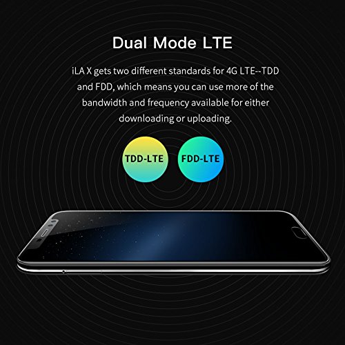 iLA X â€“ Schermo HD da 5.5 pollici (rapporto 18: 9) Smartphone Android 7.0 4 G, Bezel-less 7.95 mm Super sottile, 1.3 GHz Quad Core 3 GB + 32 GB, 5 MP + 13 MP, impronta digitale â€“ Nero