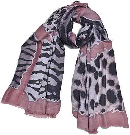 S&amp;S Women's Tassels Leopard Print Infinity Scarf Soft Long Shawl Wraps 73"x35" (185CMx90CM, 02-Pink)