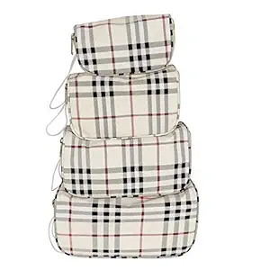 Prink Travelling/Makeup Kit/Vanity/Toiletry/Shaving/Medicine/Travel Pouch for Men and Women Girls (Combo of 4 Pouches, Brown)