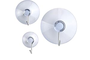 Kuuqa 30 Peices Plastic Suction Cup Sucker Pads with Hooks for Glass Window Bathroom Kitchen Door Ceiling Detachable suction hooks 3 Size 45 mm,30 mm,20 mm in a PP Box (Transparent)