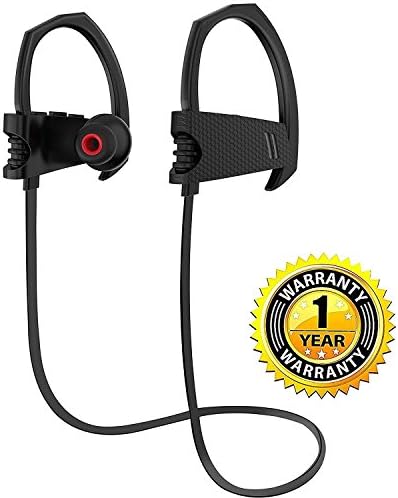 Bluetooth Headphones, Wireless Headset V4.1 Heavy Bass Stereo In Ear Earbuds Noise Isolating Waterproof Sports Earphones with Mic -Black