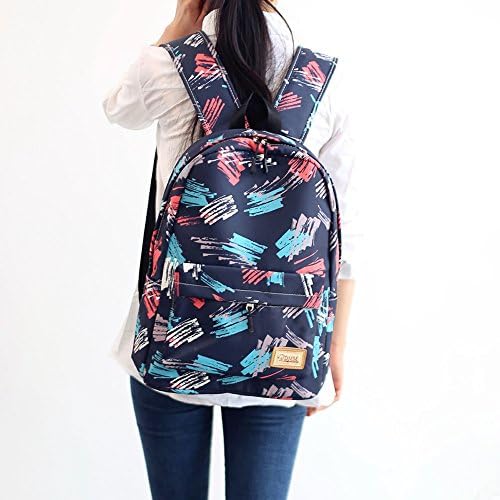 CHUANGCHUANG Japanese-style Wave Print Backpack Korean Nylon Waterproof Thickened Leisure Knapsack Fresh College Wind Bag (Design : 3)
