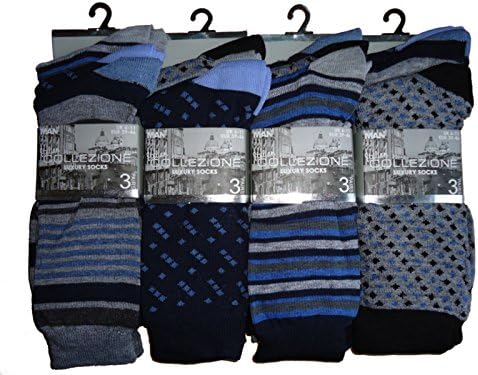 12 Pairs Mens Designer Socks Cotton Rich Lycra Design Socks Size 6-11 Fathers Day Gift Valentines Day Gift Socks (Style 5)
