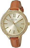 So & Co New York SoHo Women's Quartz Watch with Gold Dial Analogue Display and Beige Leather Strap 5089.2