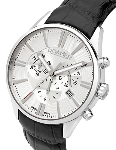 Roamer Superior Men's Quartz Watch with Silver Dial Chronograph Display and Black Leather Strap