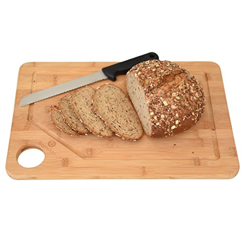 Schneidebrett aus Bambus mit praktischer Saftrille – Extra Groß – 45,4cm x 30,5cm x 1,9cm – beidseitig verwendbares Tranchierbrett - 8