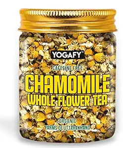 YOGAFY - Organic Chamomile Whole Flower Calming Herbal Tea | Caffeine Free Calming Tea | 50g- 80 Cups |